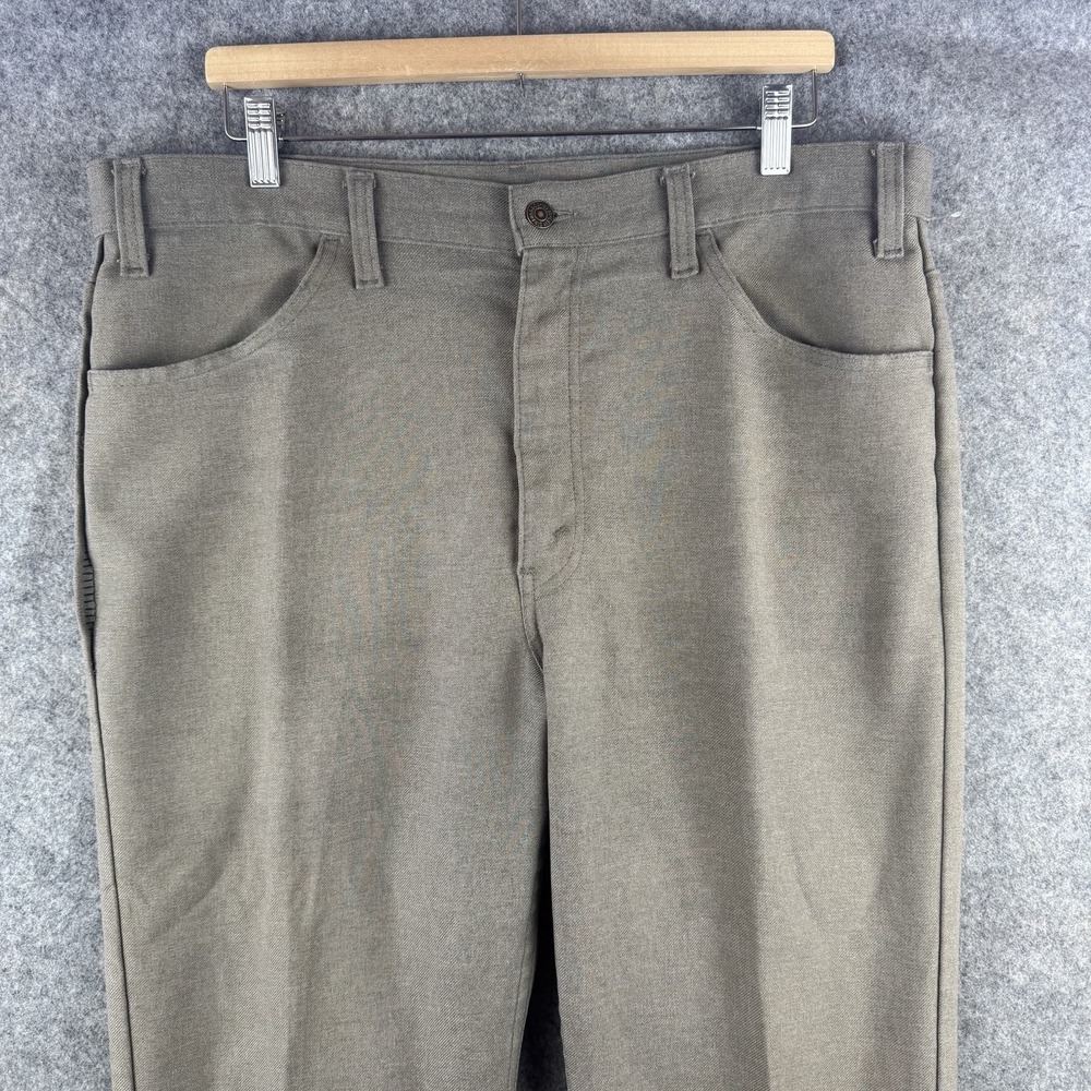VTG 80s Levis Pants Mens 38x31 Beige 517 Sta Prest Talon Zip Ranchwear Bootcut - Picture 3 of 15